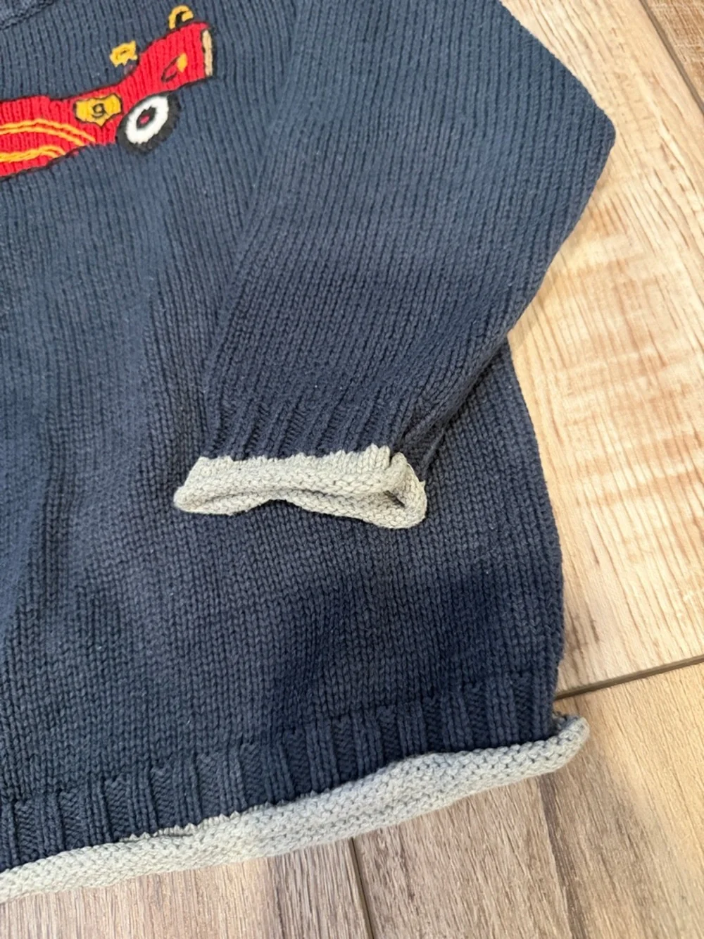 Gymboree Firetruck Navy Knit Sweater with Light Gray Trim Size 2T